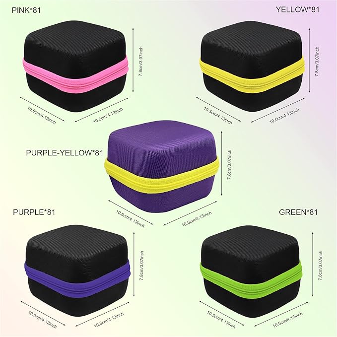 81 Holes Nail Drill Bit Holder, Nail Bits Display Container, Dustproof Portable Organizer Storage Bag, Efile Nail Bits Professional Manicure Tools, for Manicure Tools (ONLY CASE) (Purple+Yellow)
