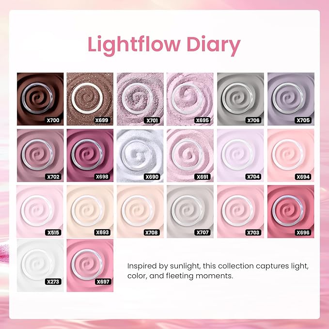 Beetles Dip Powder Nail Kit Starter, 40pcs 20 Colors Acrylic Dip-Manicure-Powders Includes Dipping Powder, Liquid Set, Nail Tools, Rhinestones, Beads for Nail Art Lightflow Diary Collection