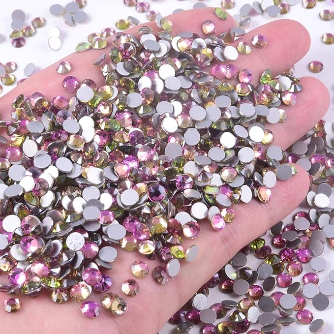 Blinginbox 1440Pieces SS10/2.7-2.9mm Flat Back Crystal Rhinestones Round Gems for Nail Art,Air Gold line Rose