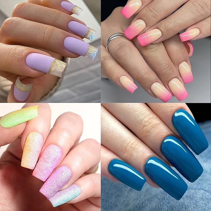 UNA GELLA Medium Square Nail Tips, 504pcs Square Gel Nail Tips 12 Sizes Full Cover Acrylic Clear Fake Nails for Nails Extension Salon Home DIY Art