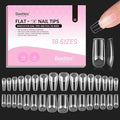 Beetles Gel Nail Tips Flat-X - Square Coffin Medium, 320pcs 16 Sizes, Pre-Etched Half Matte Full Cover Soft Acrylic Press on Easy DIY False Nail Extension Salon for Flat & Natural Nail Beds