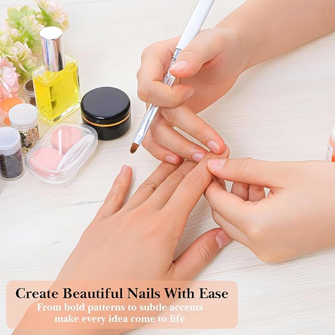 Dual Ended Builder Gel Brushes for Nails,Fine Hard Gel Brush,Professional Nail Art Design Tools for Nails Salon & DIY Use