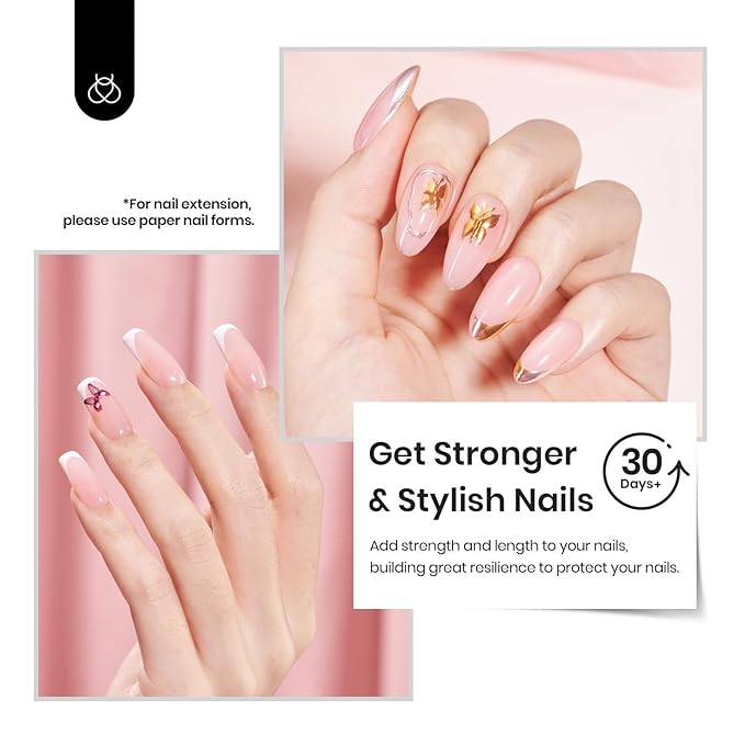 Beetles Builder Gel for Nails,0.51 oz 8 in 1 Strengthening Nails Enhancement Building Apex for Beginners & DIY Salon Manicure,Clear Builder Nail Gel,LED & UV Lamp Needed
