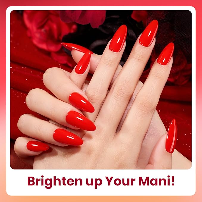 Beetles Red Gel Nail Polish Set - Crimson Horizon 6 Colors Gel Polish Kit Burgundy Bloody Red Pink Colors Soak off UV LED Lamp Needed Manicure DIY Home Gifts for Women