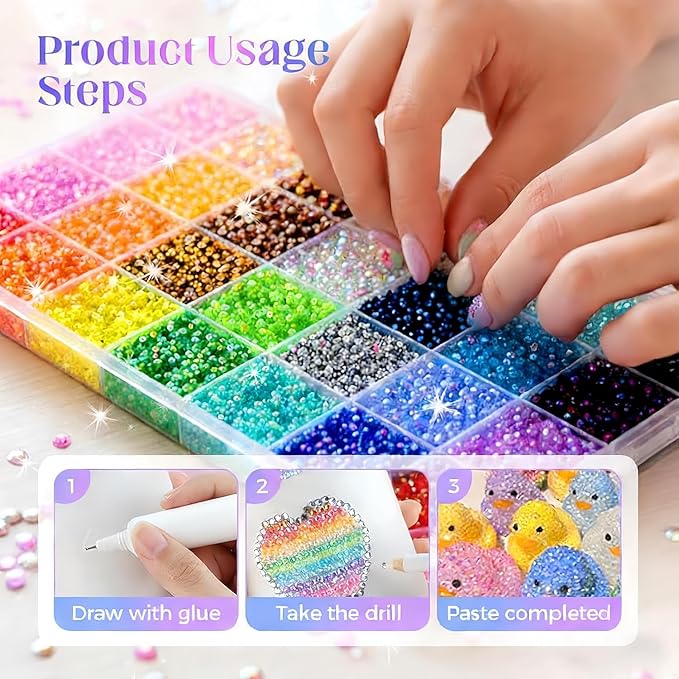 Colorful DIY Resin Rhinestone Kit for Bedazzling, Resin Jelly Rhinestones for Bedazzling, Multicolor 3mm Flatback Gems for Diamond Art 3Pcs Jewelry Glue for Bedazzled Nail Art (30000)