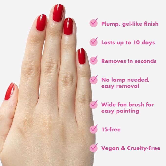 Olive & June Long Lasting Nail Polish | Plump Gel-Like Finish No Lamp Needed | Lasts up to 10 days | Salon-Quality Color at Home | 15-Free, Vegan & Cruelty-Free Chip-Resistant Shine | Secret Recipe