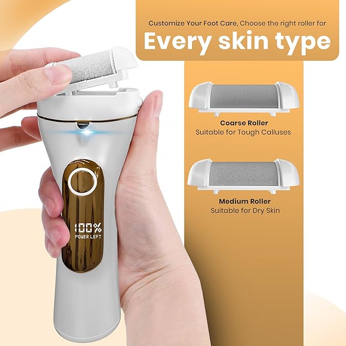 Electric Foot Callus Remover for Cracked Heels, Rechargeable Waterproof Pedicure Tool, Professional Foot Care Kit with Travel Organizer Bag & Nail Clipper | BukDot