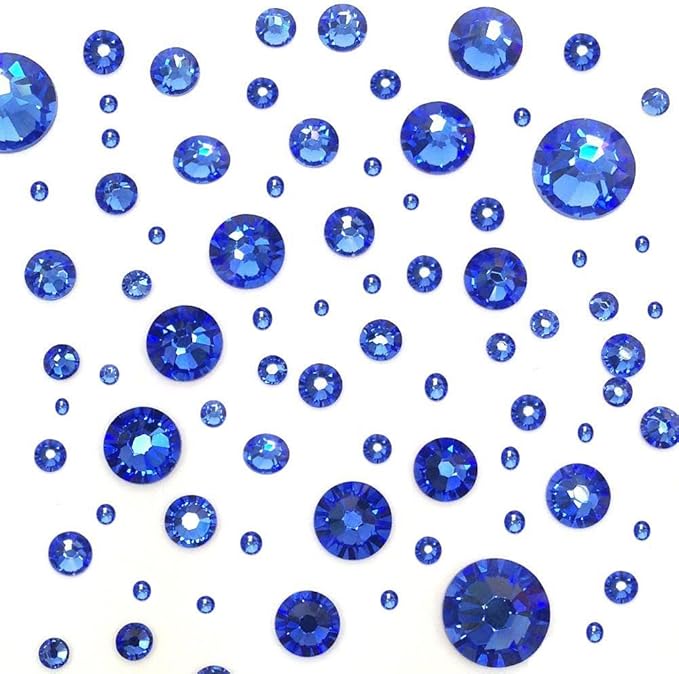 SAPPHIRE (206) blue 144 pcs Swarovski 2058/2088 Crystal Flatbacks blue rhinestones nail art mixed with Sizes ss5, ss7, ss9, ss12, ss16, ss20, ss30