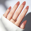 modelones Sheer Milk Tea Short Press on Nails, Semi-Transparent Oval Fake Nails Kit Press Ons with Nail Glue, Adhesive Tabs, Nail File, Prep Pad, Manicure Stick, 32Pcs 16 Sizes, Spring Women Girl Gift