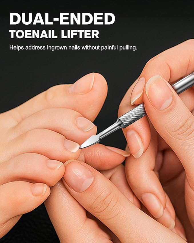 FERYES Long Toe Nail Files for Thick Nails with Dual-Ended Ingrown Toenail Lifter and Cleaning Durable and Efficient Heavy Duty Nail Care Tool
