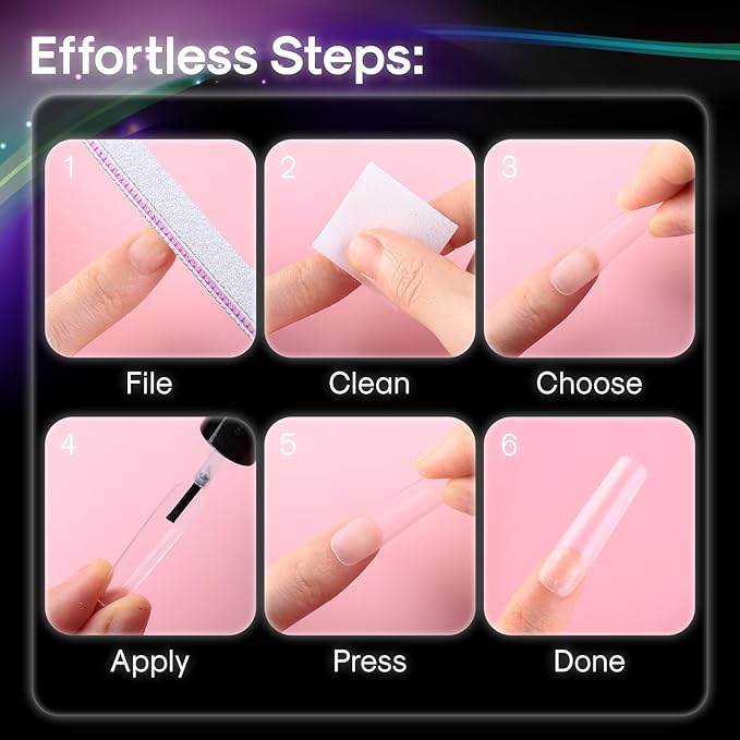 Flattened No C Curve, XXL Square Nail Tips, Full Matte Clear Half Cover Tapered Square Straight Flat Tips for Acrylic Nails Salons Home DIY Extensions(12 Sizes 240PCS)