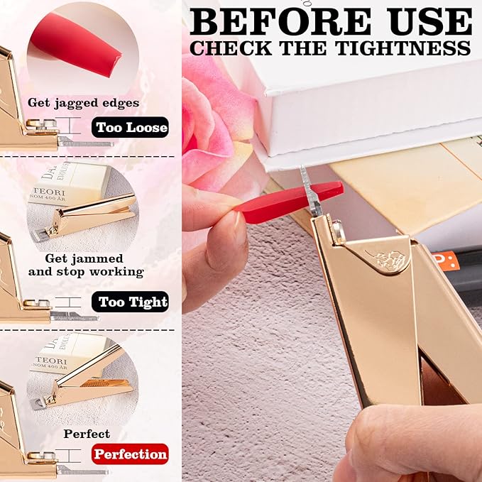 Belleboost Gold Premium Adjustable Nail Clippers for Acrylic Nails, Professional Stainless Steel Fake False Nail Tip Clipper Cutter Trimmer, Sharp Blade Manicure Tool for Salon Home DIY Nail Art