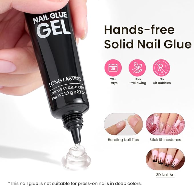 Beetles Tipex Gel Nail Kit Short Coffin Instant Apex Nail Tips, 224 Pcs 16 Sizes Pre-Building Pre-Etched False Nail Tips with Tipex Uv Nail Glue,Mini Nail Lamp-Thick Acrylic Nail Set
