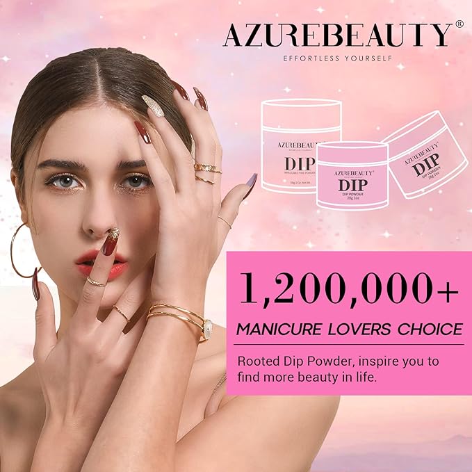 AZUREBEAUTY Pink Dip Powder Nail Set, 6 Colors Light Hot Pink Cherry Blossom Shades Dipping Powder Starter Kit, French Nail Art Manicure, No Need Nail Lamp Cured DIY Salon