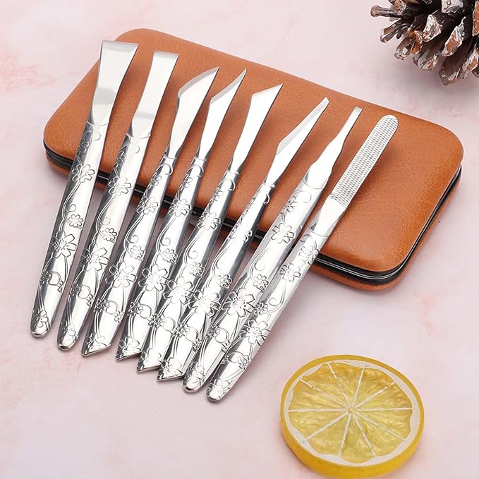 8Pcs Ingrown Toenail Removal Kit, Stainless Steel Pedicure Kit, Pedicure Knife Dead Skin Removal, Ingrown Toenail Treatment Tool Set with A PU Leather Box