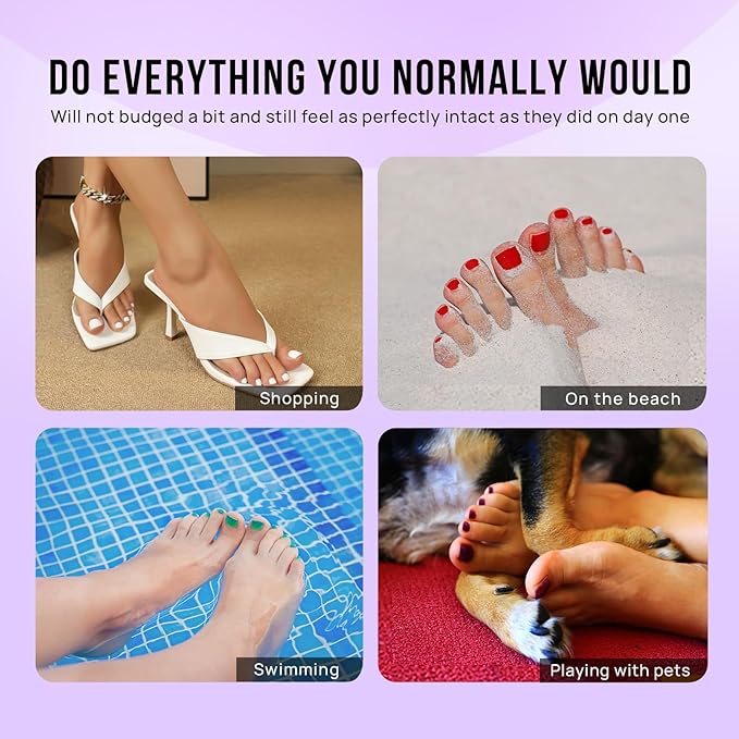 BTArtbox Toe Nails Press On Short, Brown Ombre Press On Toenails Square for Women, Squoval Press on Toe Nails with Glue, Fake Toenails in 16 Sizes- 32 Toenails Kit, Baby Boomer Brown