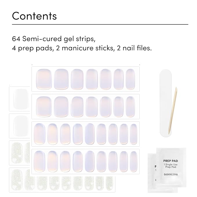 Dashing Diva Glaze Nail Strip Duo - Gimme Glitter Collection - Iced Out & Woo Me Over - Long Lasting, Chip Resistant, Semi-Cured Gel Nail Strips - Contains 2 Colors