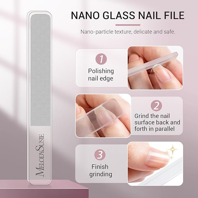 MelodySusie Nail Clippers Set, Ultra Sharp Toenail Clippers with Glass Nail File, 3 in 1 Stainless Steel Nail Clippers for Men Women, Fingernail Clipper Nail Cutter Manicure Set, Pink
