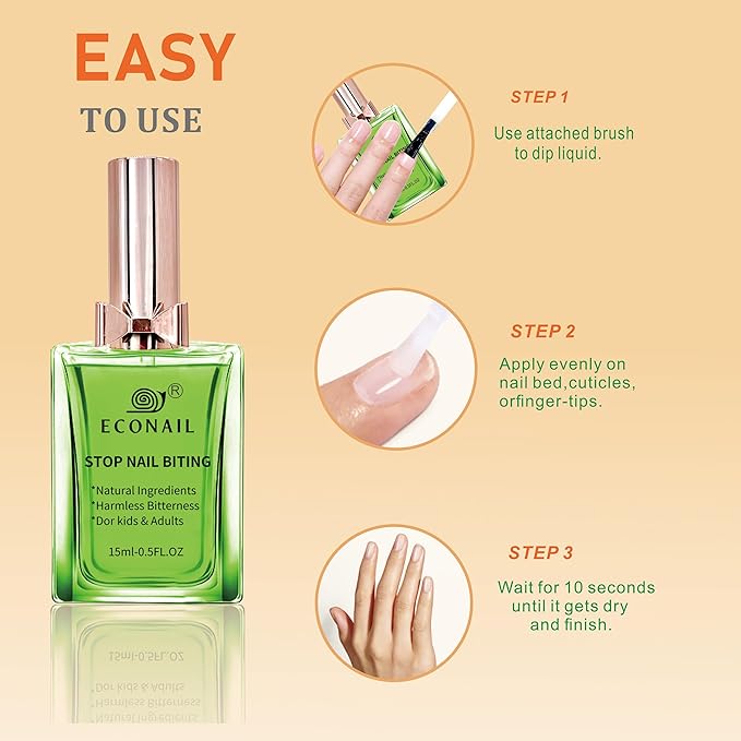 Upgraded Nail Biting Treatment for Kids & Adults ultra bitter for stubborn habits, Fast Drying, Stops Thumb Sucking, Helps Repair & Strengthen Damaged Nails, 0.5 fl oz (15ml)