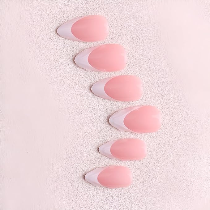 French Tip Press on Nails Medium Almond Fake Nails 3D Flower Nails Press Ons with Rhinestones Design Leopard Print False Nails Glossy Glue on Nail Acrylic Stick on Nail for Women 24Pcs