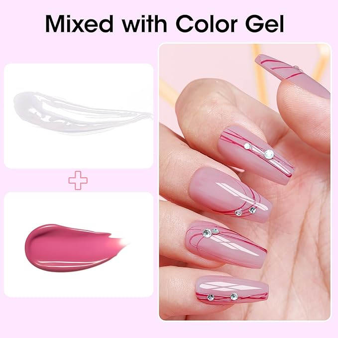 GELLEN Clear Spider Gel for Nails, High Elastic Soak off Gel Polish, Mixed with Color Gel, Match with Chrome Power, Long Lasting 3D Nail Art Design, Beginner-friendly, Curing Required