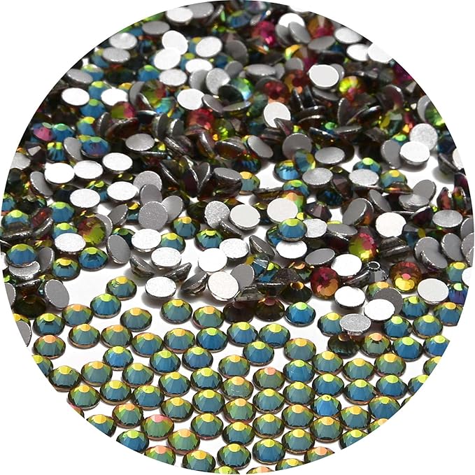NCB 3000pcs Flatback Round Glass Nail Art Rhinestones Crystal for DIY Making Accessories Shoes, Clothes, Face Art, Bags, Manicure (Vitrail Medium, SS3 3000pcs)