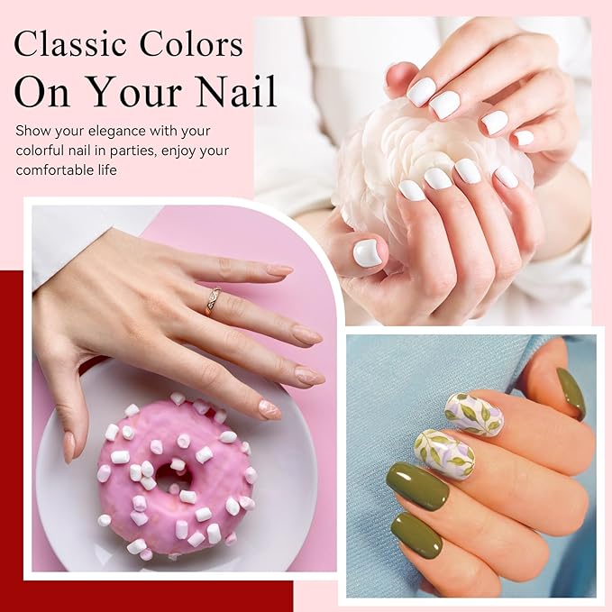 Phoenixy Gel Nail Polish 30 PCS Gel Nail Polish Set Dark Color Collection Manicure Set for Women Matte Silver Gold Glitter Top Coat Gifts for Women - PCB9042