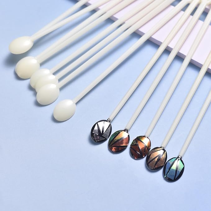 300 Tips Nail Swatch Sticks with Metal Split Ring Fan-shaped Display Nail Practice Sticks Nail Sample Swatches for Nail Art Polish Practice Nail Color Display (Beige Spoon Shaped)
