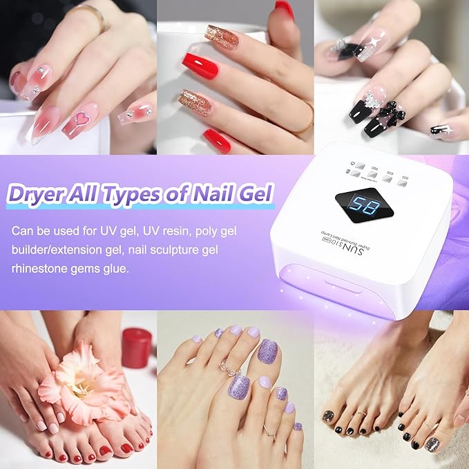 LKE Cordless Rechargeable UV Nail Lamp, 86W UV Light for Gel Nails with 3 Timer Setting Display Auto Sensor, Professional Quick Dry for Salon & Home Use