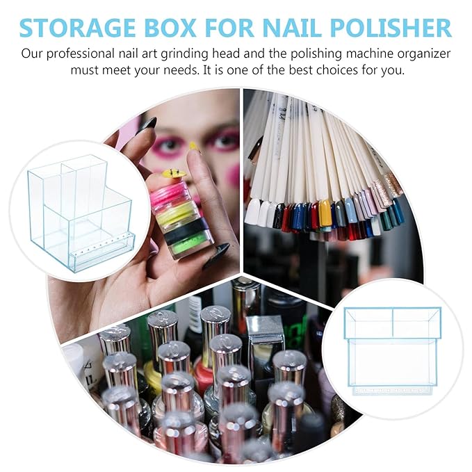Uonlytech Nail Art Tool Organizer Manicure Grinding Rack 1pc Storage Box for Gel Polish Accessories