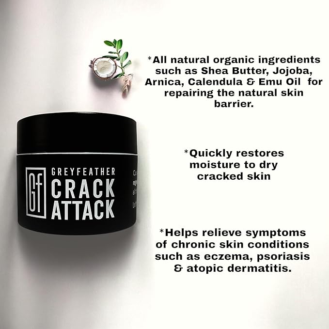 Greyfeather Crack Attack Hand Cream for Dry Cracked Hands Working Hands Cream – Travel Size Moisturizer with Shea Butter & Vitamin E – Anti Aging Hand Cream for Men & Women Non-Greasy & Fast Absorbing