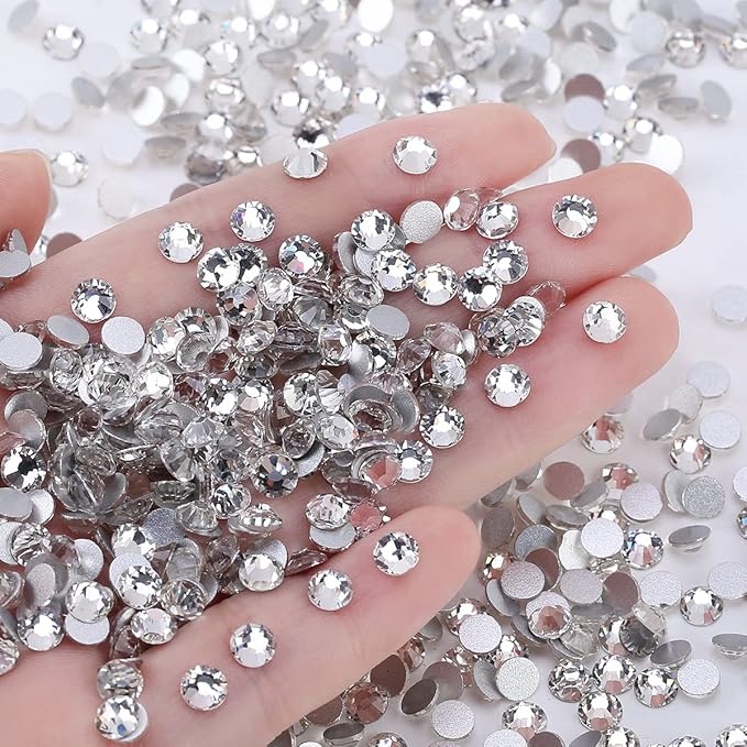 Novani Rhinestones 3000Pcs Flatback Crystal Round Loose Gemstones Glass Rhinestones for Crafts Makeup Nail Art Clothes Shoes DIY Decorations(SS8, 2.3-2.5mm,Crystal Clear)