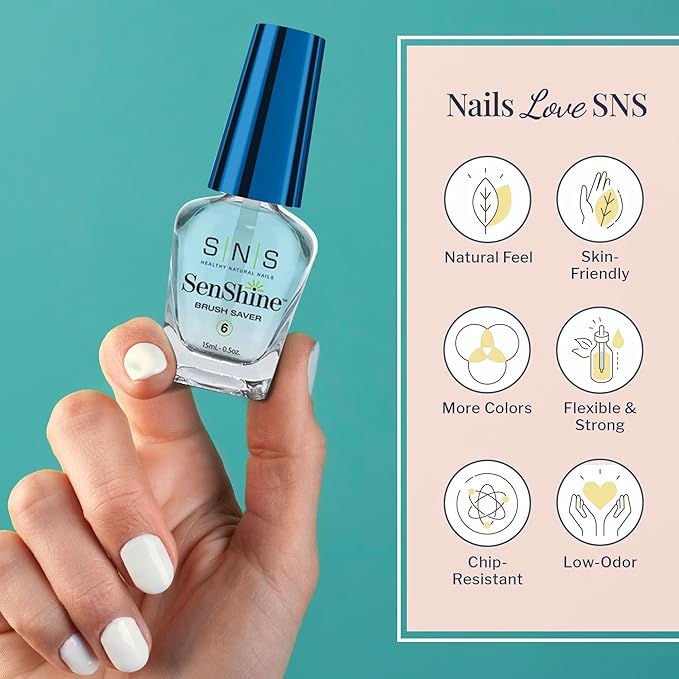 SNS Nail Polish Remover for Nail Dip Powder, SenShine Brush Saver Refill - Maintains Soft & Clean Brushes Between Applications-Travel Size Gel Nail Polish Remover for Hardened Brush Bristles - 2 FL OZ