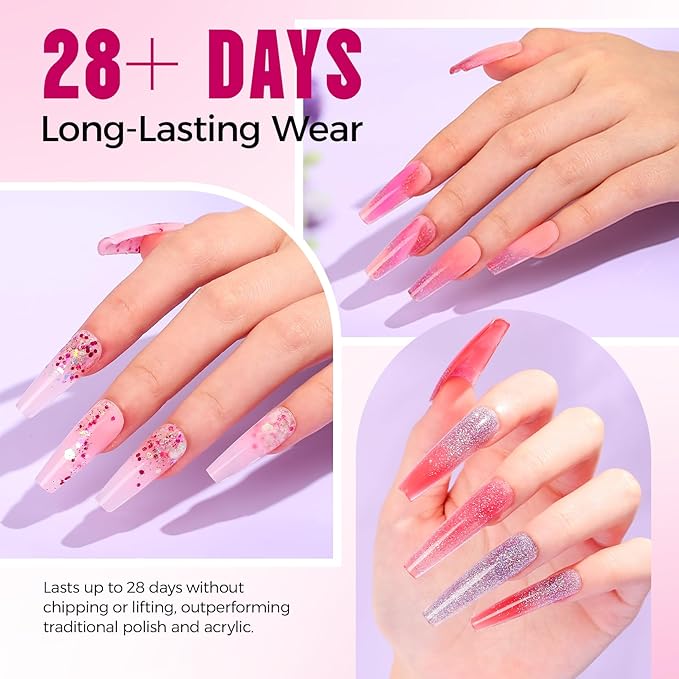 Poly Gel Nail Kit for Beginners: 14 Color Professional Gel Nail Extension Set with Slip Solution U V Lamp for DIY at Home Salon