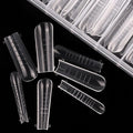 120 PCS/BOX Clear Dual Nail System Form UV Gel Acrylic Nail Coffin Artificial Ballerina Nails Tips Nail Tip 12 Sizes with Scale