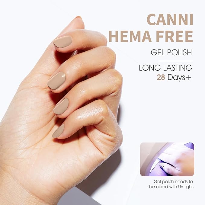 CANNI Nude Gel Nail Polish, 1Pcs Light Brown Gel Polish Nude Color Nail Polish High Gloss Soak Off U V Nail Manicure Salon DIY at Home