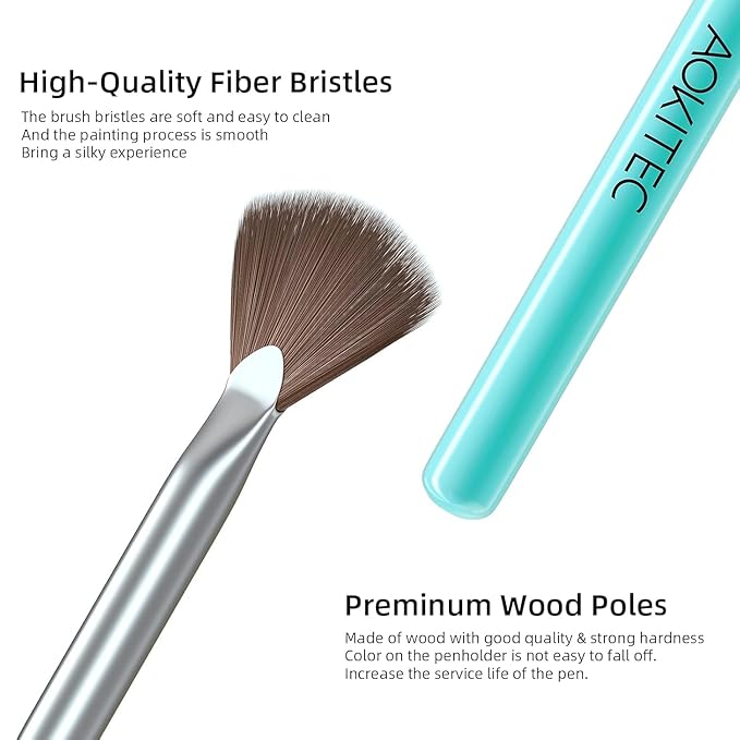 Aokitec 7 Pcs Nail Art Brushes Set, Professional Nail Paint Brush Kit,Manicure Detail Design Tools for Painting Carving,Extensional,Builder Gel DIY