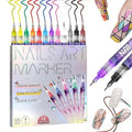 2026 New 12 Colors Nail Art Pens Set, 0.5mm Fine Tip Polish Markers for Drawing - Quick Dry Waterproof DIY Nail Art Kit for Beginners, Gel & Acrylic Nails, Home Salon Manicure Tools (1 Set)