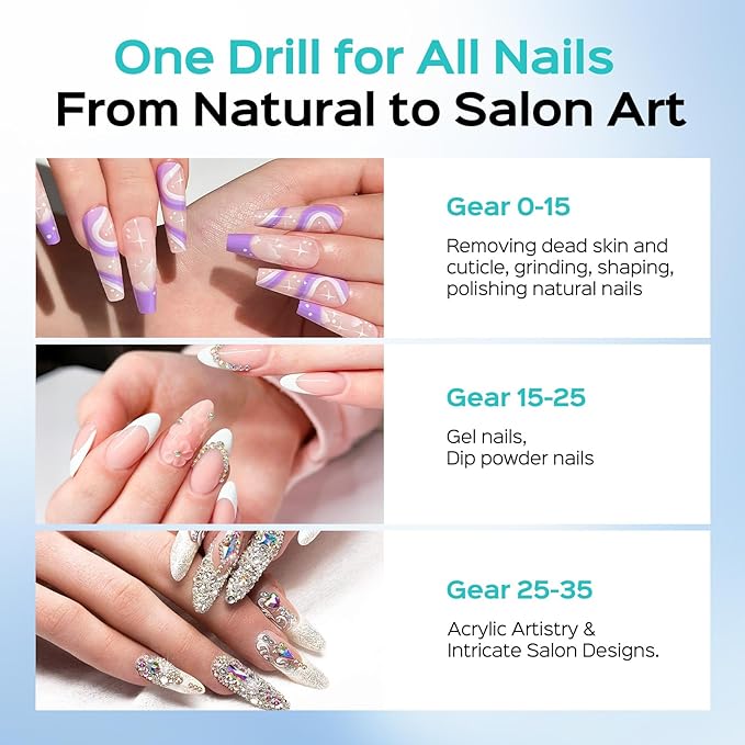 COSLUS E50 Professional Electric Nail Drill: Upgraded Steady Power with LED Display for Acrylic, Gel & Natural Nails - Easy to Use for Women, Nail Art Practice, Desktop Nail File at Home DIY or Salon