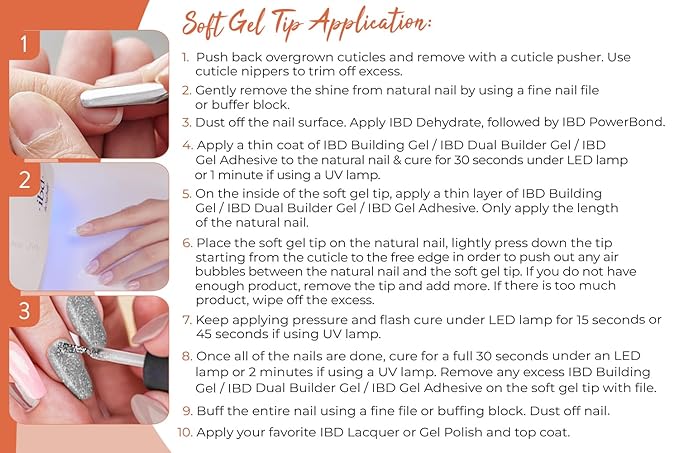 IBD Clear Soft Gel Nail Tips Medium Almond Shape - Pre-Etched, Nail Extensions for Strong Adhesion, Long-Lasting Acrylic Press On Nails, DIY Nail Art, 504 Tips, 1-Pack