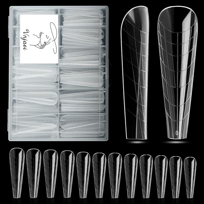 120 Pcs Poly Extension Gel Dual Nail Forms With Scale Builder Coffin Nail for Gel Manicure Art Design Salon DIY at Home (Long Ferrari Dual Forms Set)