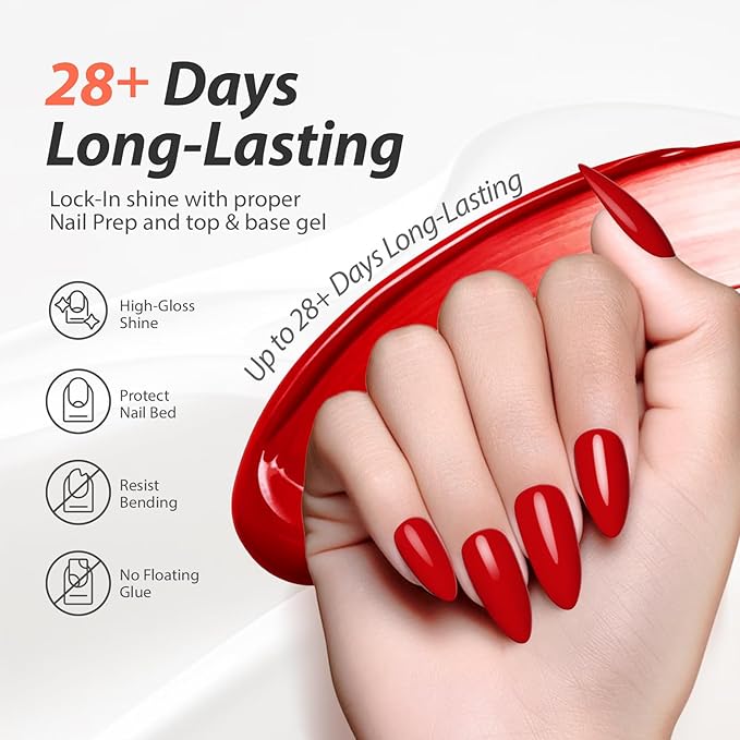 Makartt Ultra Pigmented One-Coat Red Gel Nail Polish 15ml One N'Done Gel Polish Soak Off High-Gloss Ceramic Shine, Salon-Grade UV Nail Art Manicure DIY Salon Home