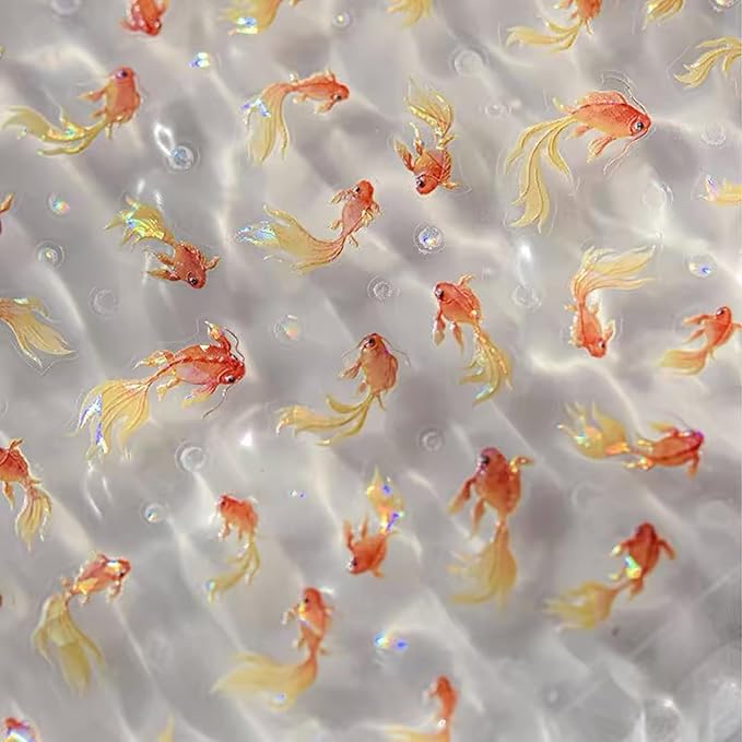 Dedyel 5D Embossed Cute Goldfish Nail Art Stickers Cartoon Kawaii Design Anime Self Adhesive Nail Stickers for Women Kids Girls Nails Art Decorations