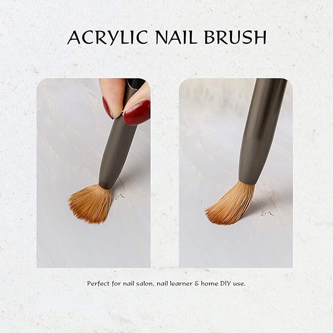 Aokitec 100% Kolinsky Acrylic Nail Brush #10 Oval Crimped Sable Acrylic Brush Wood Nail Art Brush for Acrylic Application Manicure Tool（Black）