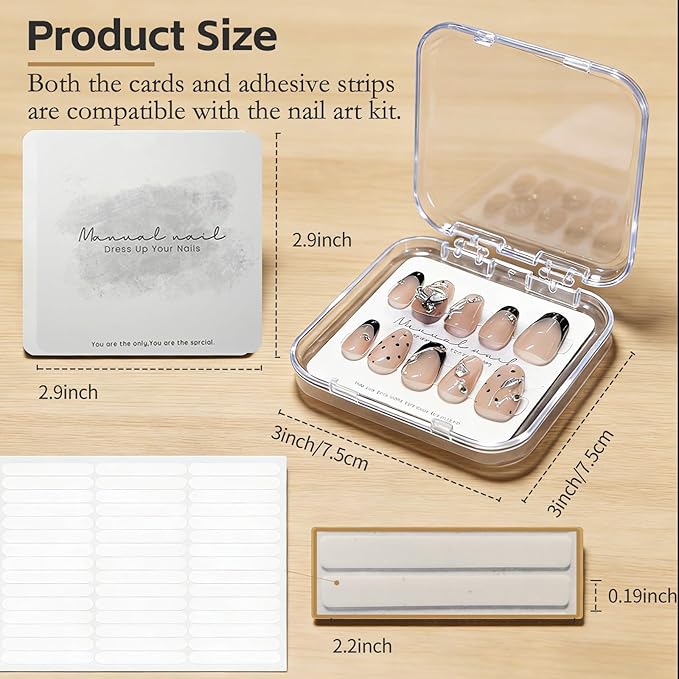 20 Pack Press on Nail Packaging Kit - Clear Press on Nail Boxes with Cards and Adhesive Tape, Professional Nail Case for Small Business and Storage DIY Nail Projects