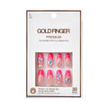 GoldFinger Premium Luxury False Nails Kit, Ready to Wear Pink French Nails, Manicure Stick and Glue Included, Long Coffin Shape with 3D Rhinestones, Long-Lasting Hottest Trend Glue on Nails