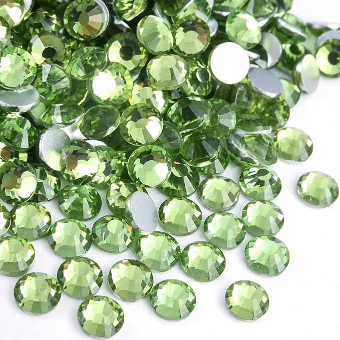 Blinginbox 1440Pieces SS6/1.9-2mm Flat Back Crystal Rhinestones Round Gems for Nail Art,SLt.Peridot