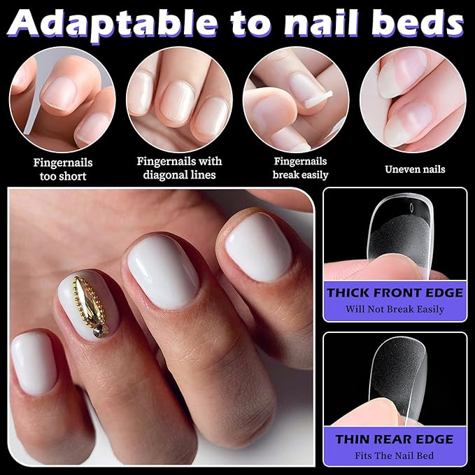 420pc Extra Short Round Square Fake Nails Soft Gel Nail Tips, XS Squoval Clear Press on Nails Short Round Square Nail Tips Full Cover False Artificial Fake Fingernail for Gel Extension Acrylic Nails