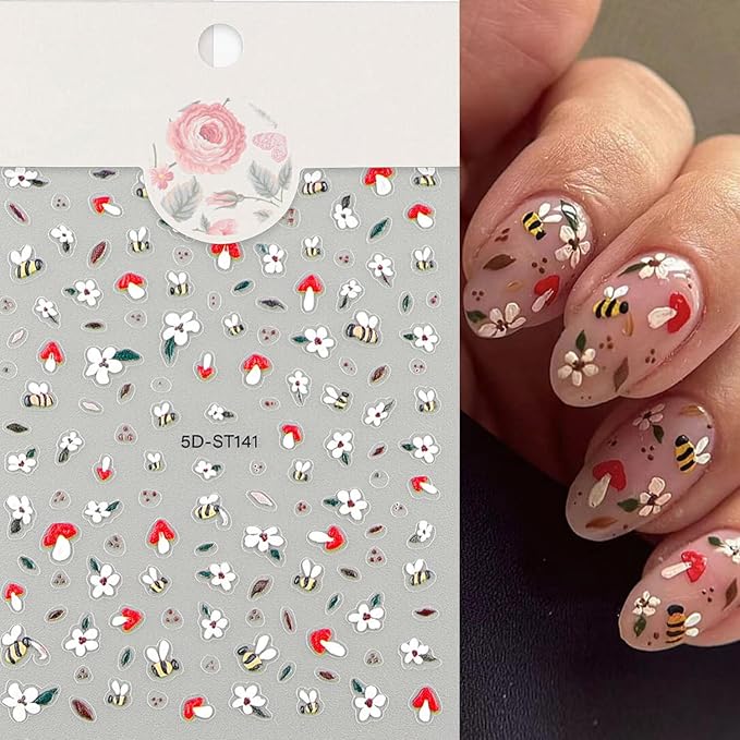Stickers para Uñas Nail Stickers Self-Adhesive Sticker para Uñas Colorful 3D Flower Calcomanías Floral Nail Stickers Art Design Accessories Hight Quality 8 Sheets