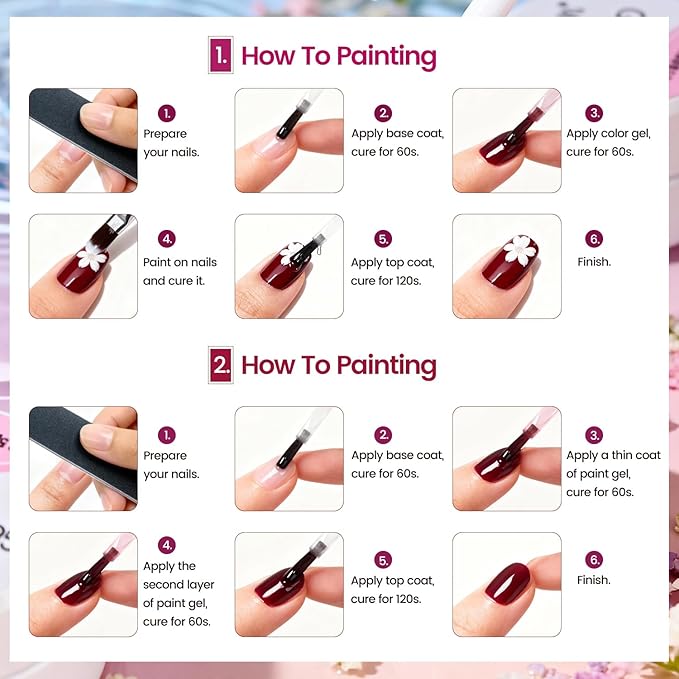 JODSONE 32 Colors Nail Art Gel Paint Kit Solid Gel Nail Polish Painting Paint Nail for Nails Art Set Professional Salon DIY Gift